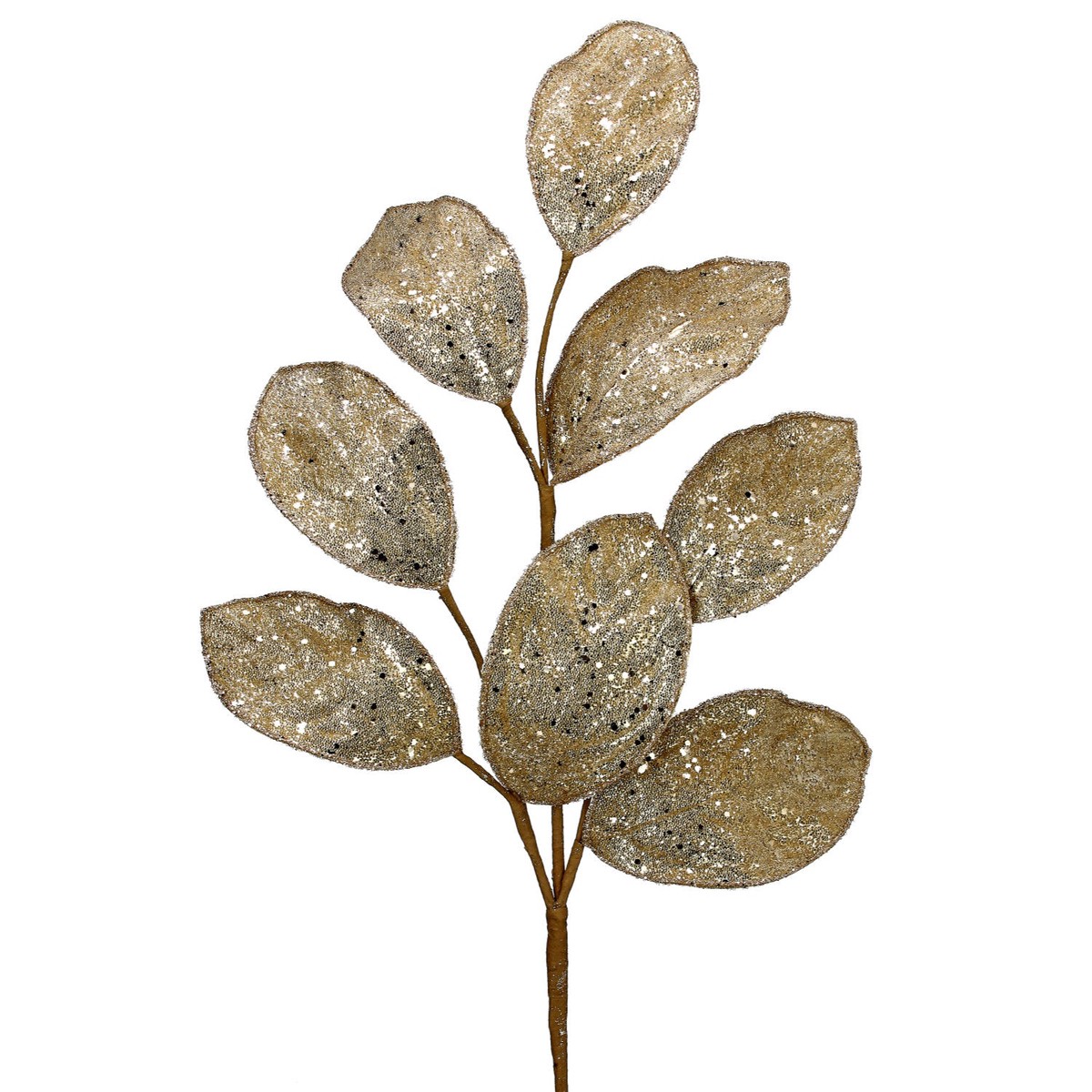 28″ Micro Beaded/Sequins Magnolia Leaf Spray (Champagne/Gold)