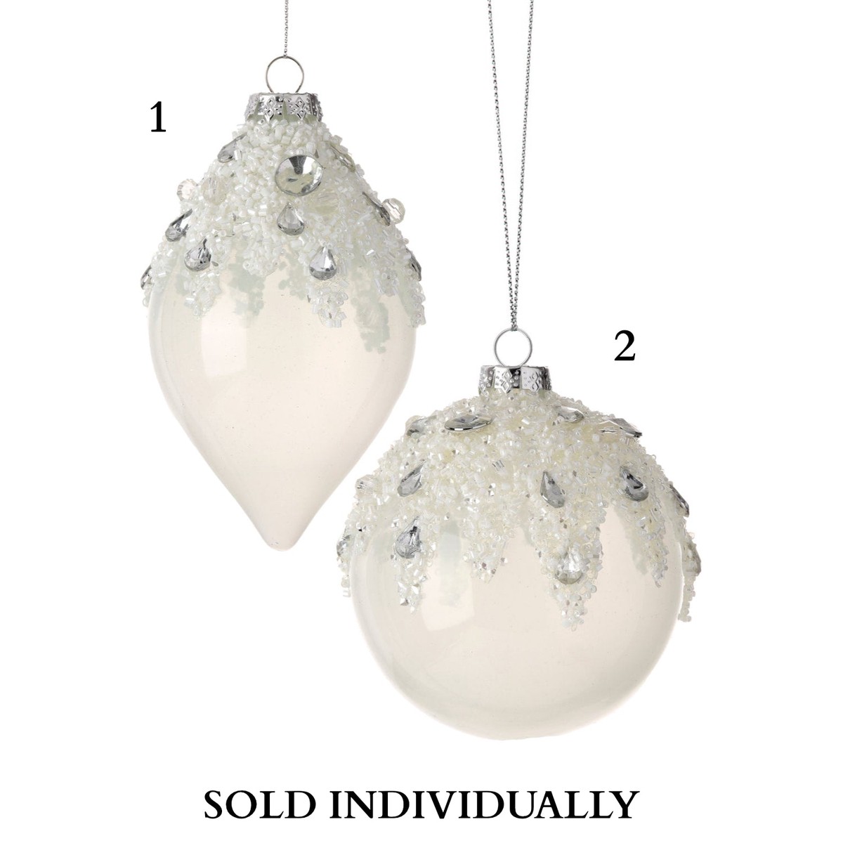 4-5.5″ Glass Jeweled Ornament w/Ice (2 Styles – Sold Individually)