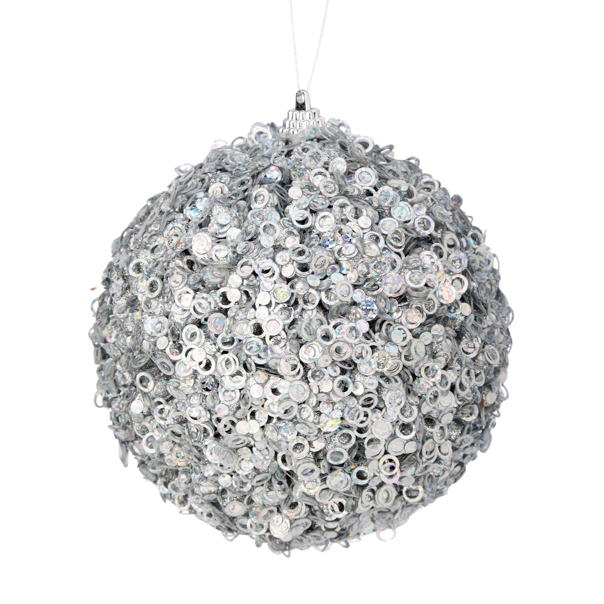 4.5″ Glamour Sequin Ball Ornament (Silver)