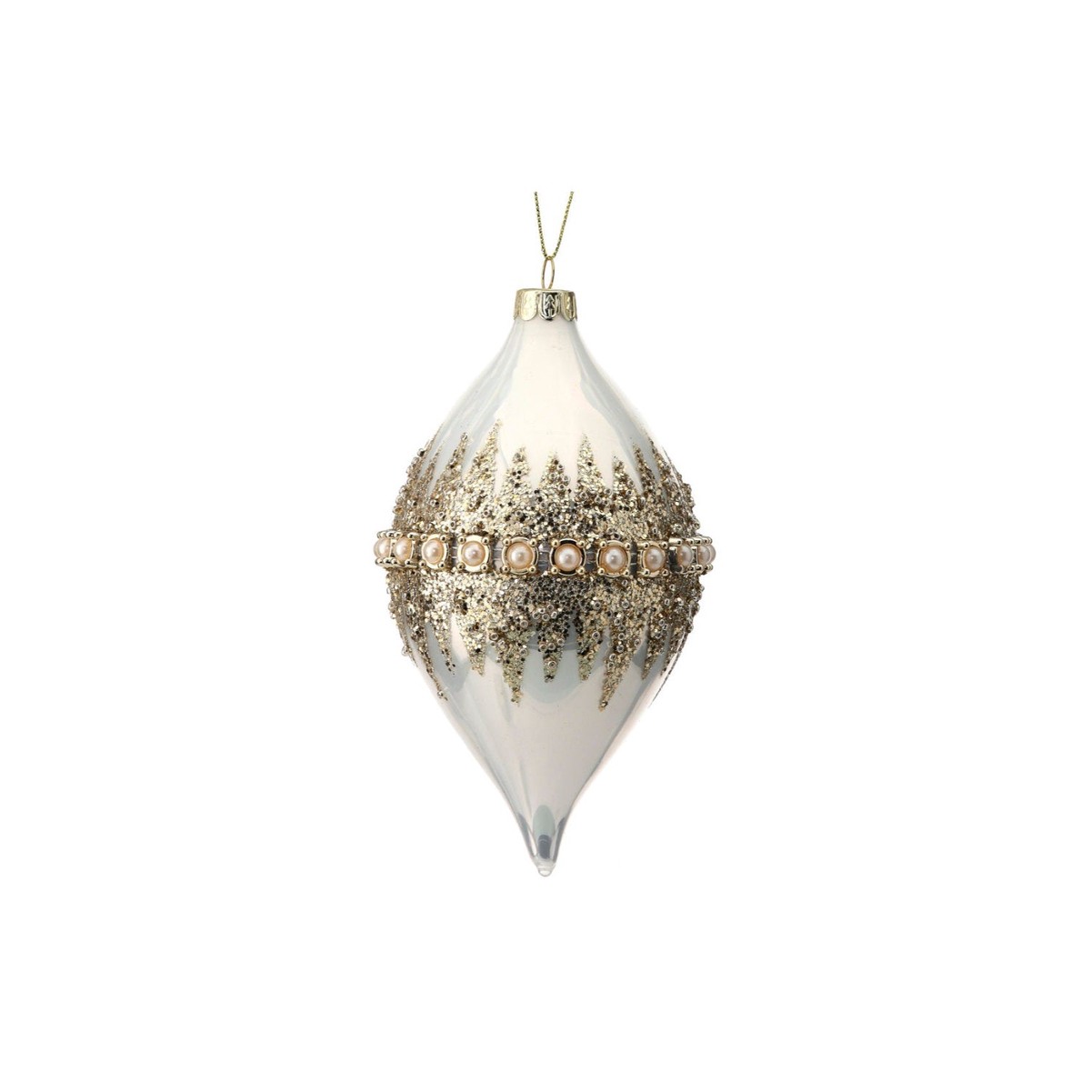 4-6″ Glass Beaded Pearl Ornament (2 Styles – Sold individually) – 1 – finial