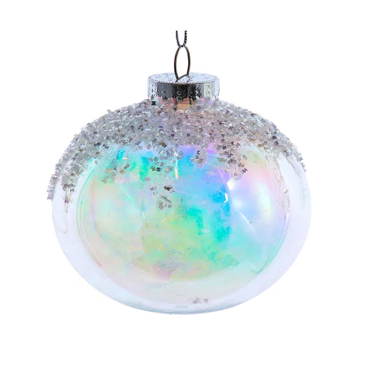 4.8″ Plastic Glittered Iridescent Ball Ornament