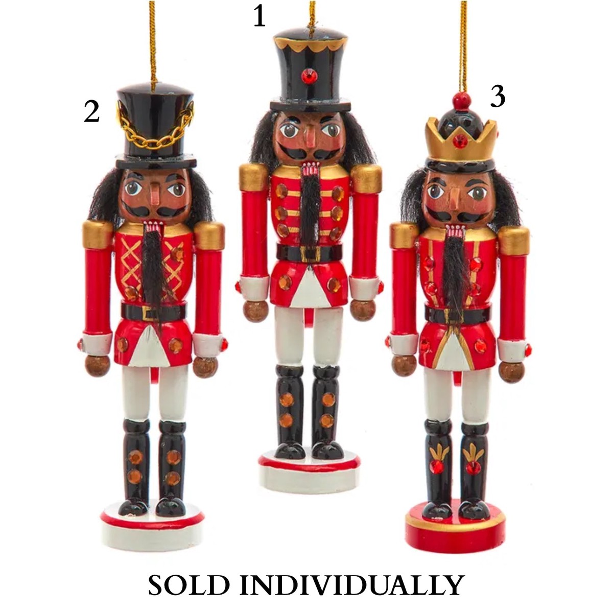 6″ Red and White African American Nutcracker Ornaments (3 Styles  Sold individually)
