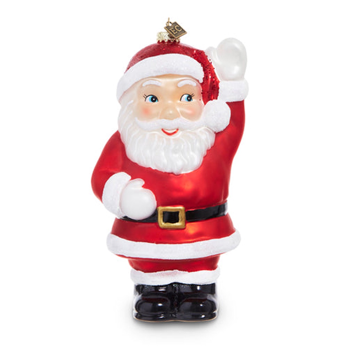 8″ Waving Santa Blow Mold Glass Ornament