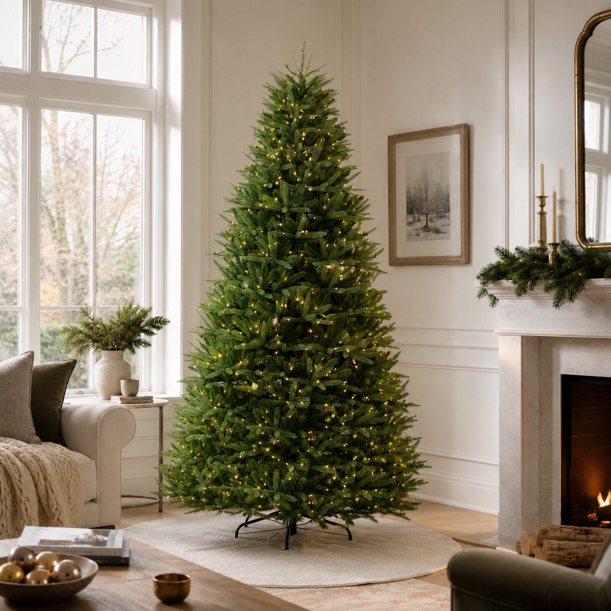 Wyoming Fir Christmas Tree w/LED Lit, Warm White, 7.5′