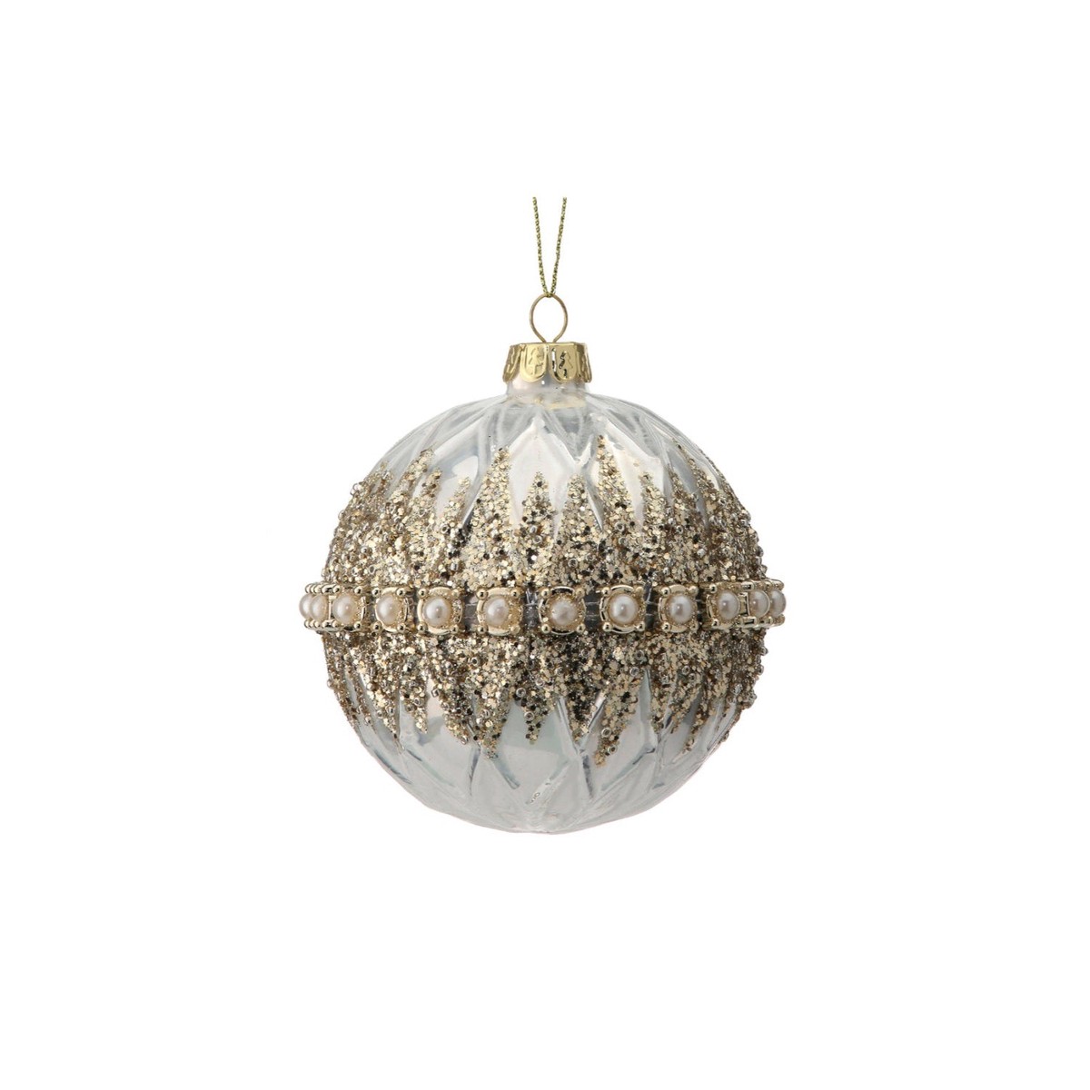 4-6″ Glass Beaded Pearl Ornament (2 Styles – Sold individually) – 2 – ball