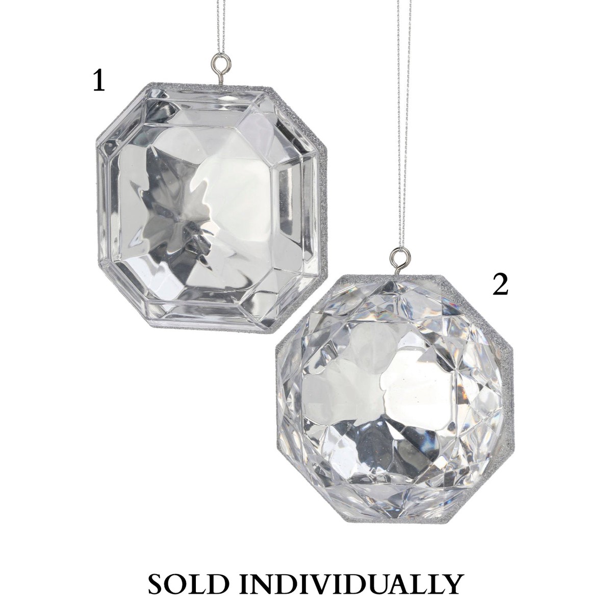 4″ Acrylic Precious Gem Ornament, Clear Iridescent (2 Styles – Sold individually)