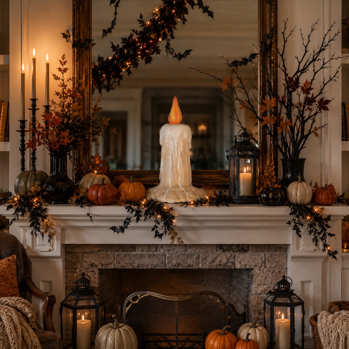 Small Fiberglass Halloween Candle, 18″
