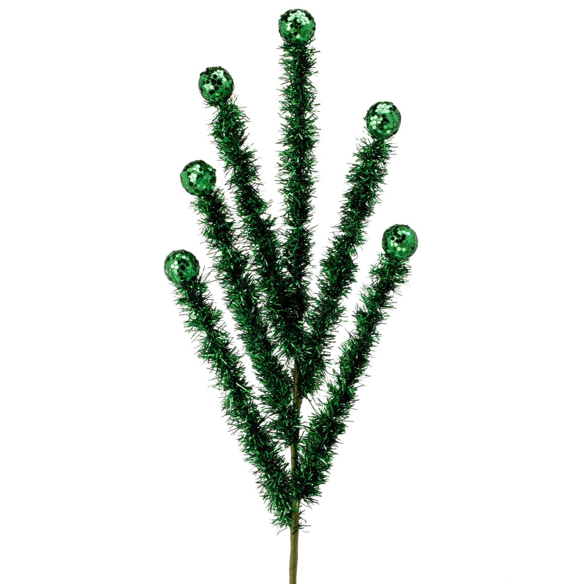 Tinsel And Glitter Ball Spray, 24″ (Green)