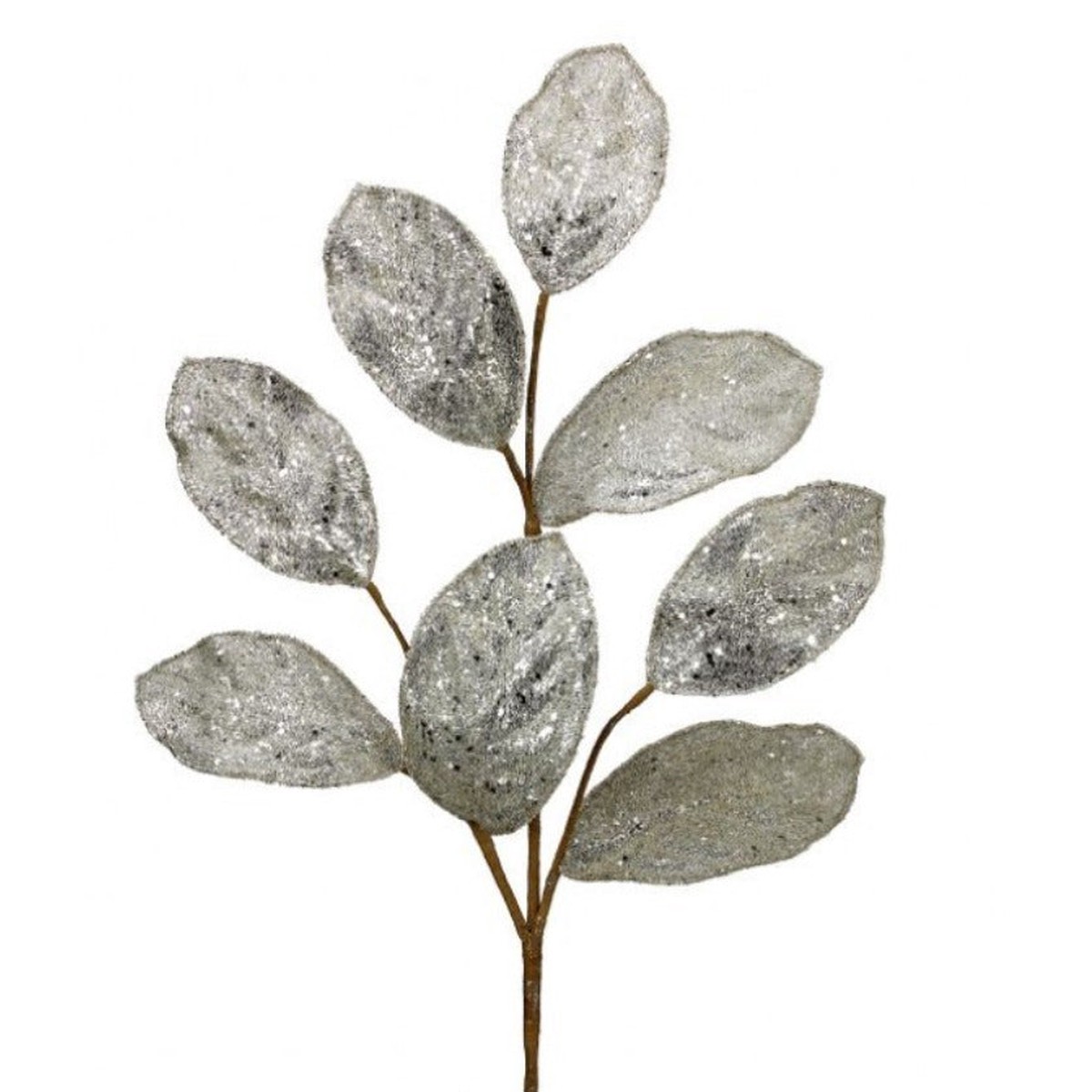 28″ Micro-beaded/Sequined Magnolia Leaf Spray (sold individually) – Platinum