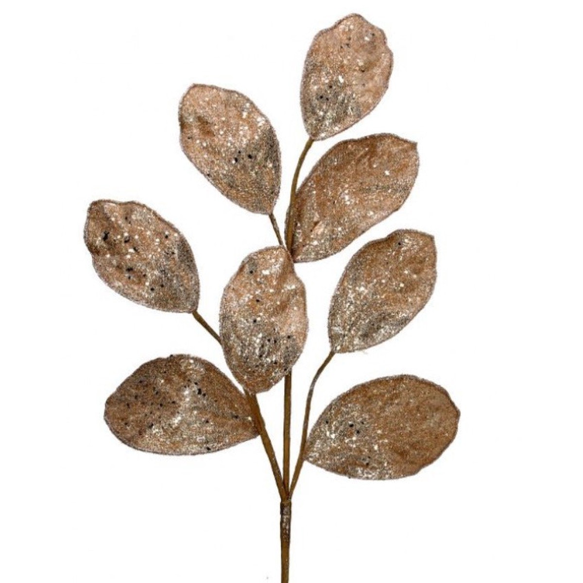28″ Micro-beaded/Sequined Magnolia Leaf Spray (sold individually) – Rose Gold