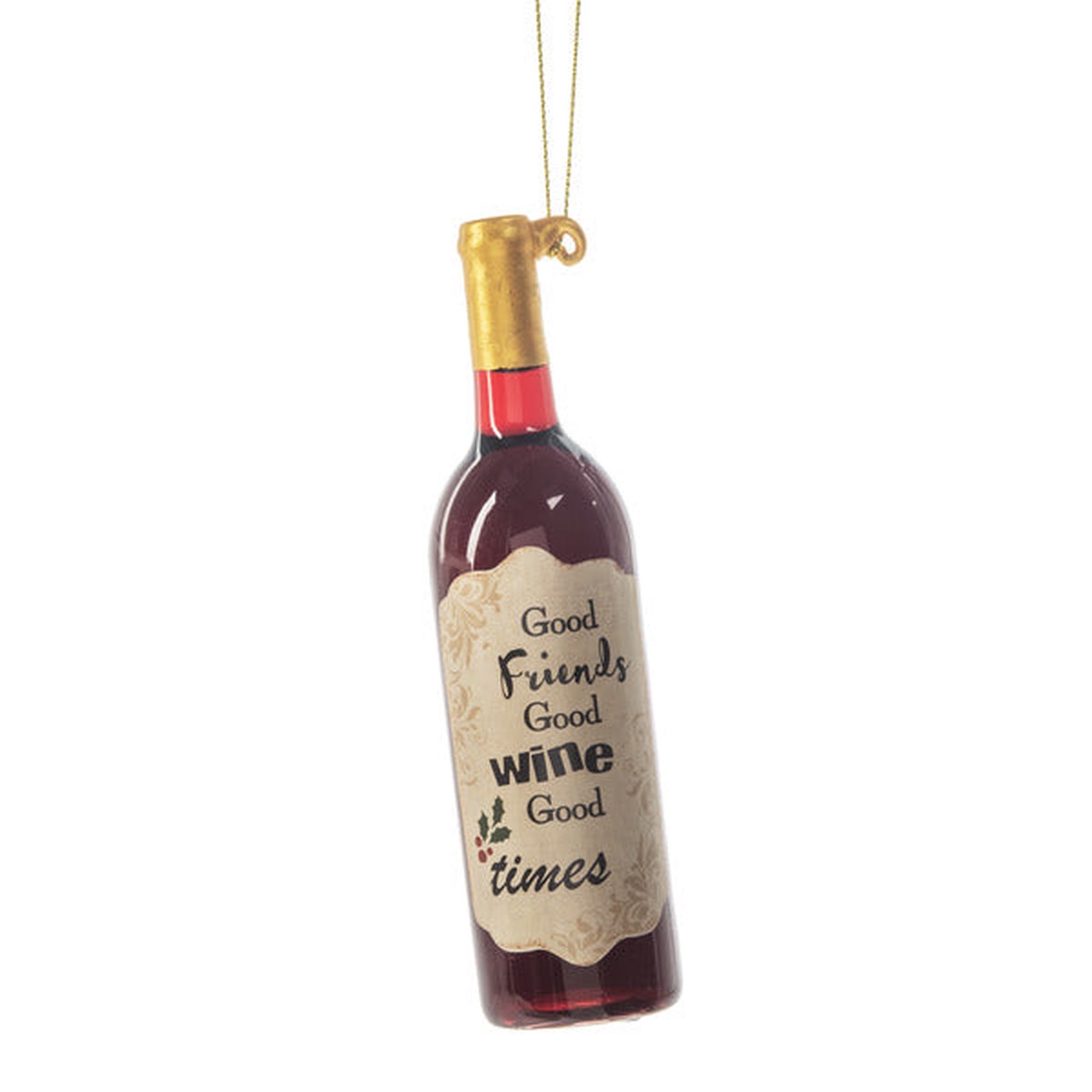 4.75″H Wine Bottle Ornaments with Label (sold individually) – Style 1