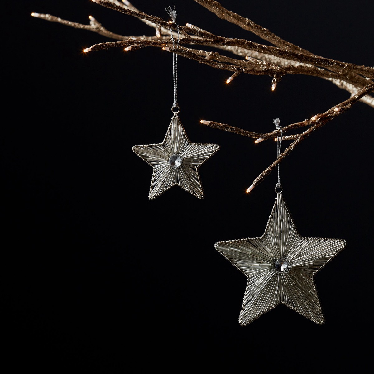 4″H or 5.75″H Star Ornament Iron/Glass Bead Ornament (sold individually)