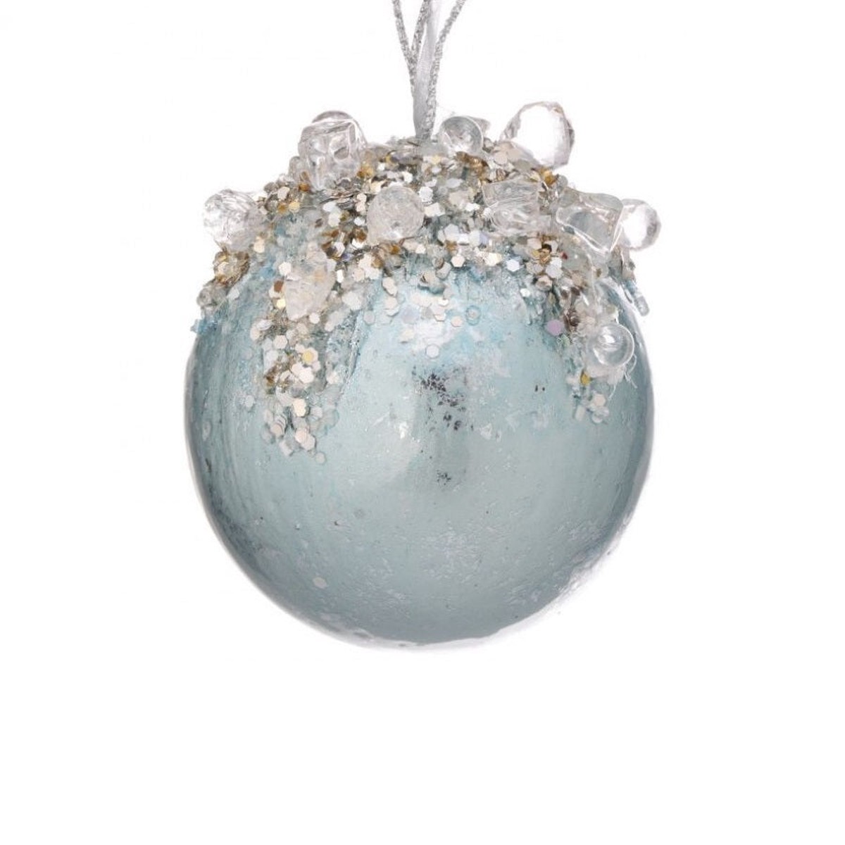 4″ Heavy Jeweled Ball Ornament (6 colors – sold individually) – Aqua
