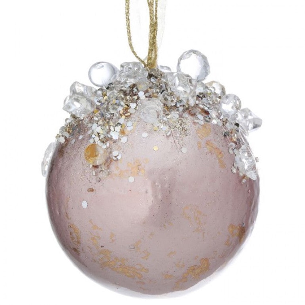 4″ Heavy Jeweled Ball Ornament (6 colors – sold individually) – Pink