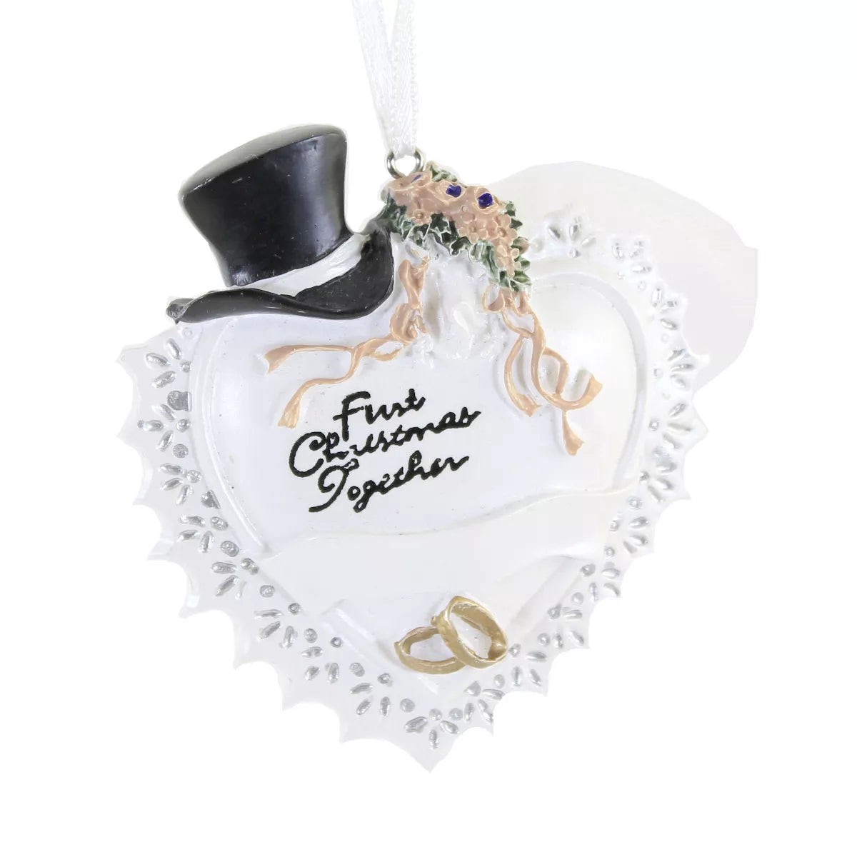 “First Christmas Together” Top Hat & Veil Ornament