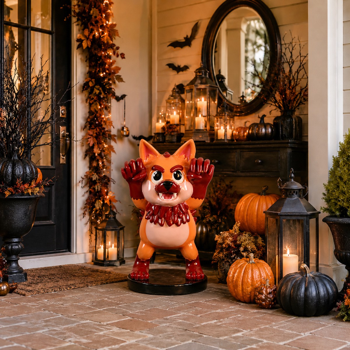 Large Fiberglass Baby Werewolf Figure, 30″