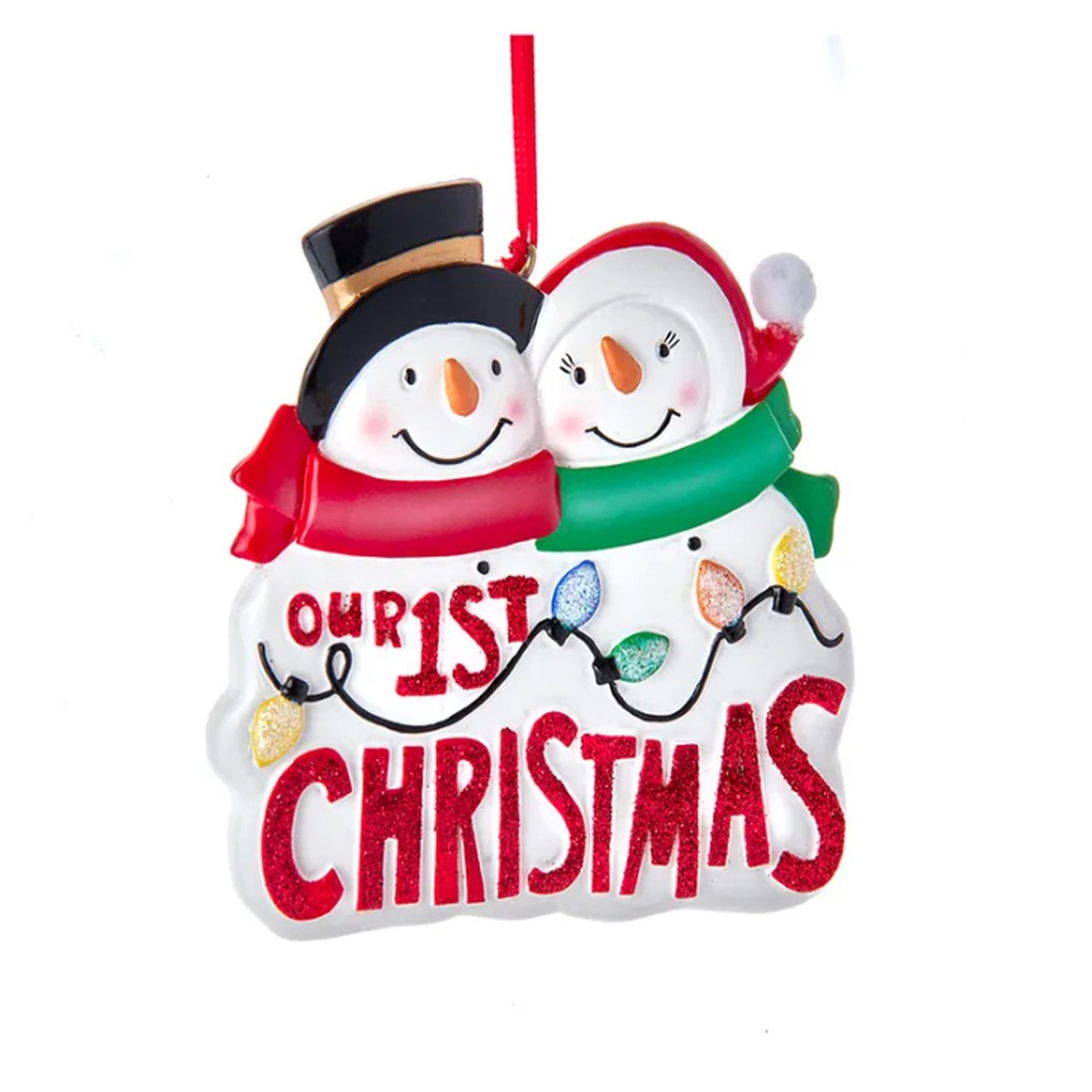 “Our 1st Christmas” Snow Couple Ornament For Personalization
