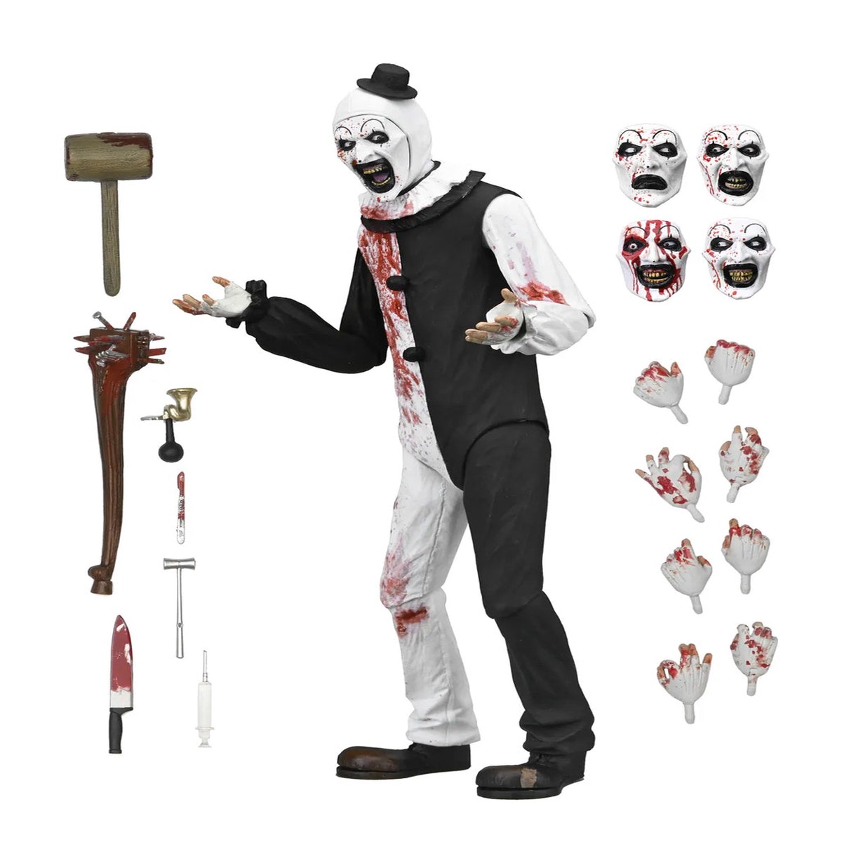 NECA Terrifier 2 Art The Clown Blood Splattered Ultimate Action Figur 18cm