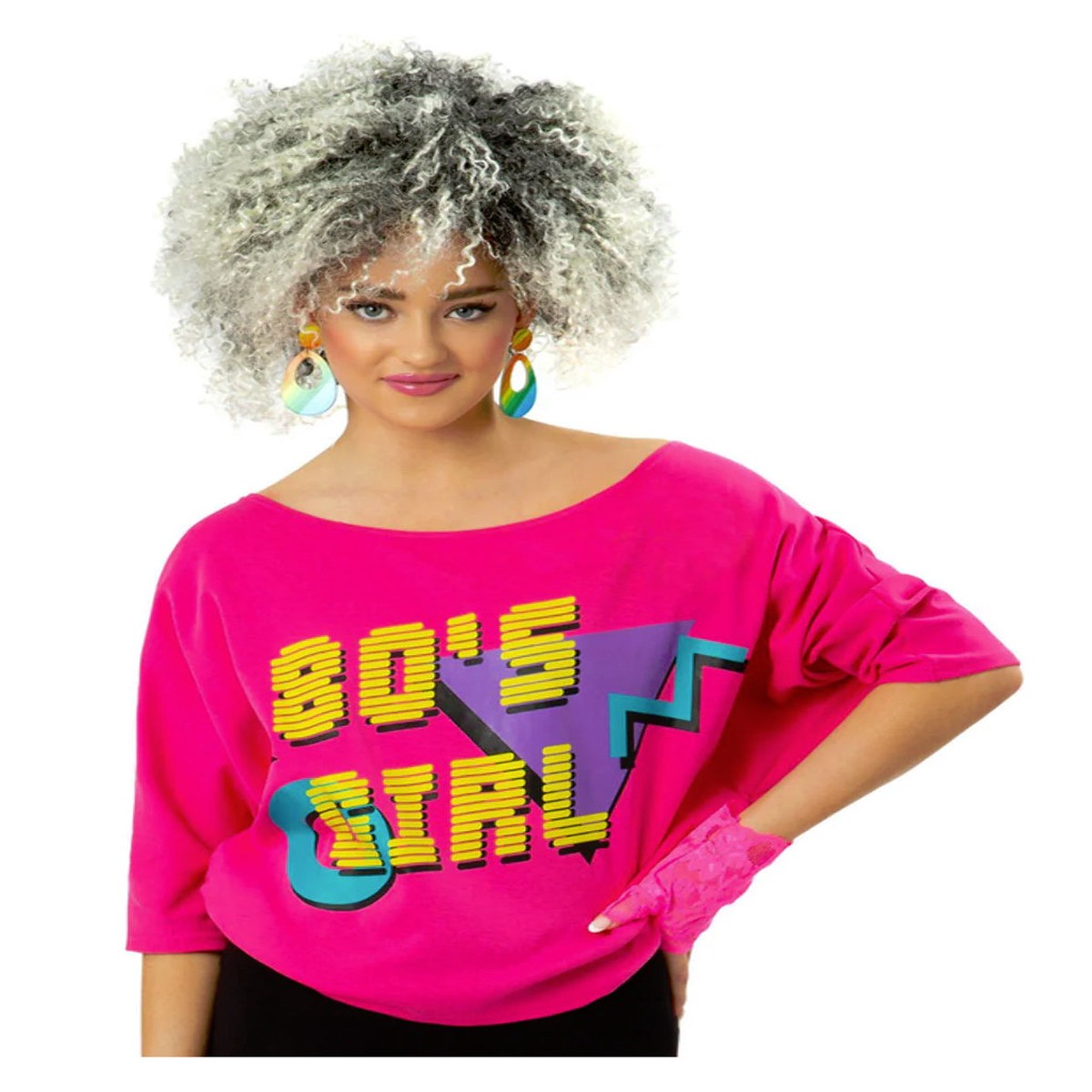 80’s Girl Damen T-Shirt mit Fledermausrmeln