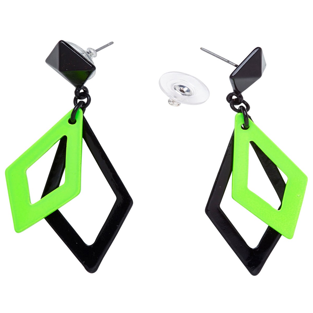 80s Rauten Ohrringe Neon Grn