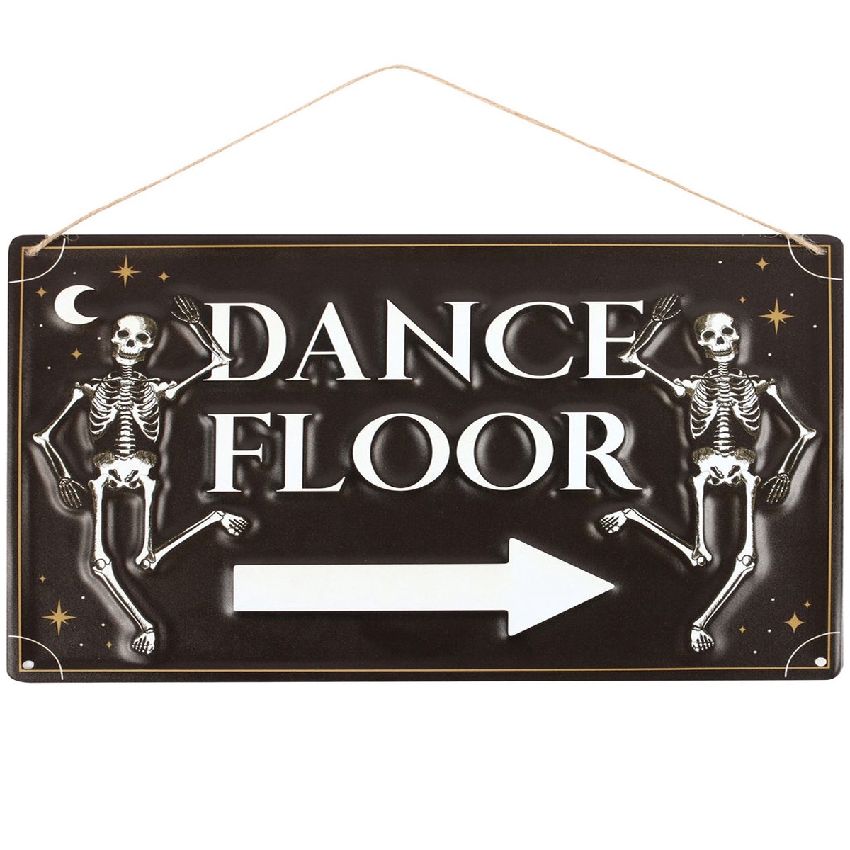 “Dance Floor” Metallschild mit tanzenden Skeletten 30x20cm