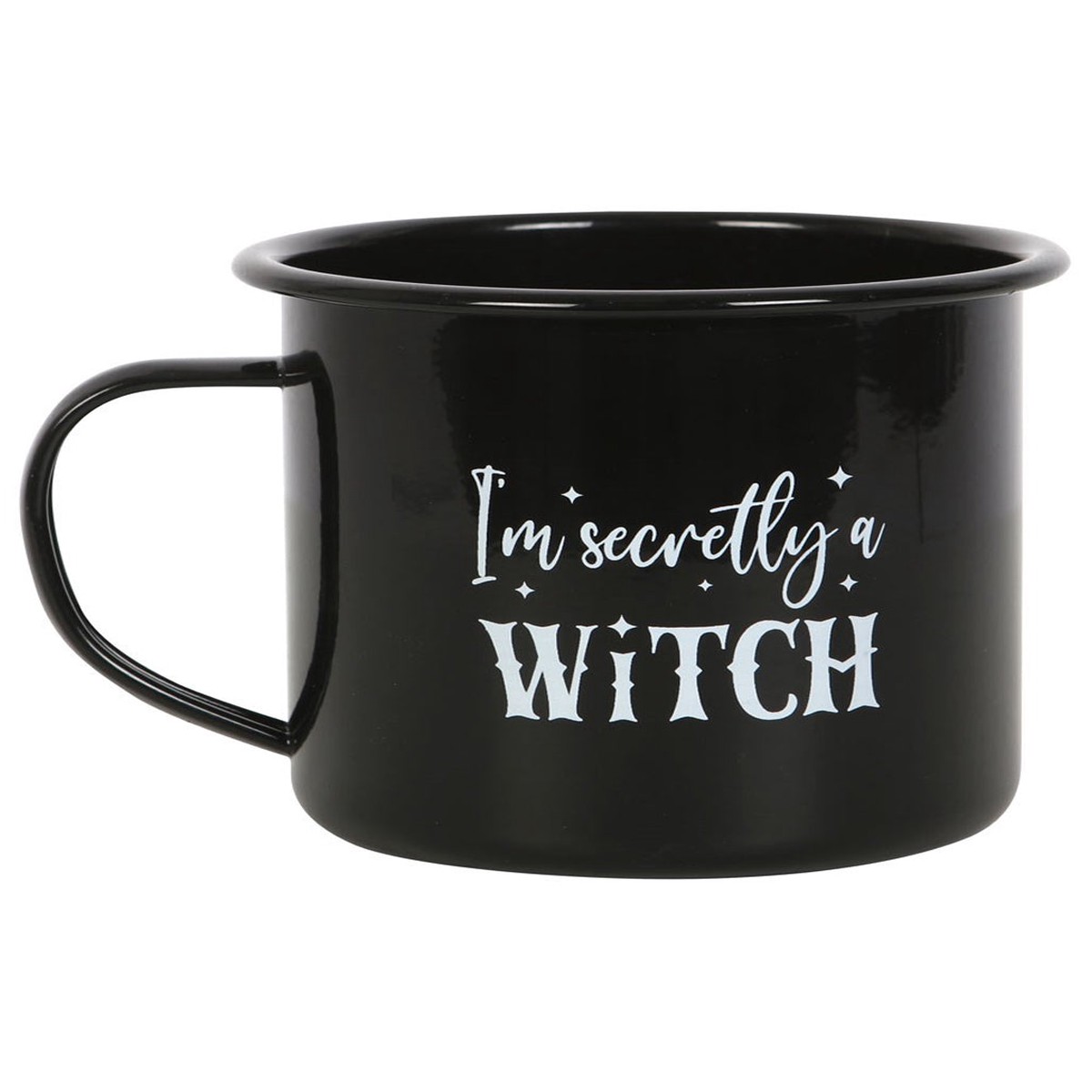 “I am secretly a Witch” Emaille Becher