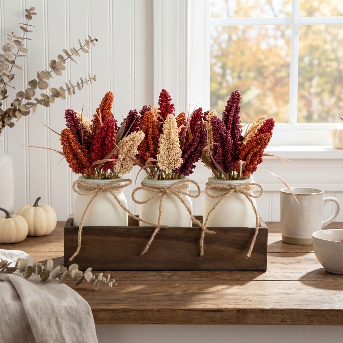 10.5 Autumn Artificial Sorghum Rustic Fall Centerpiece