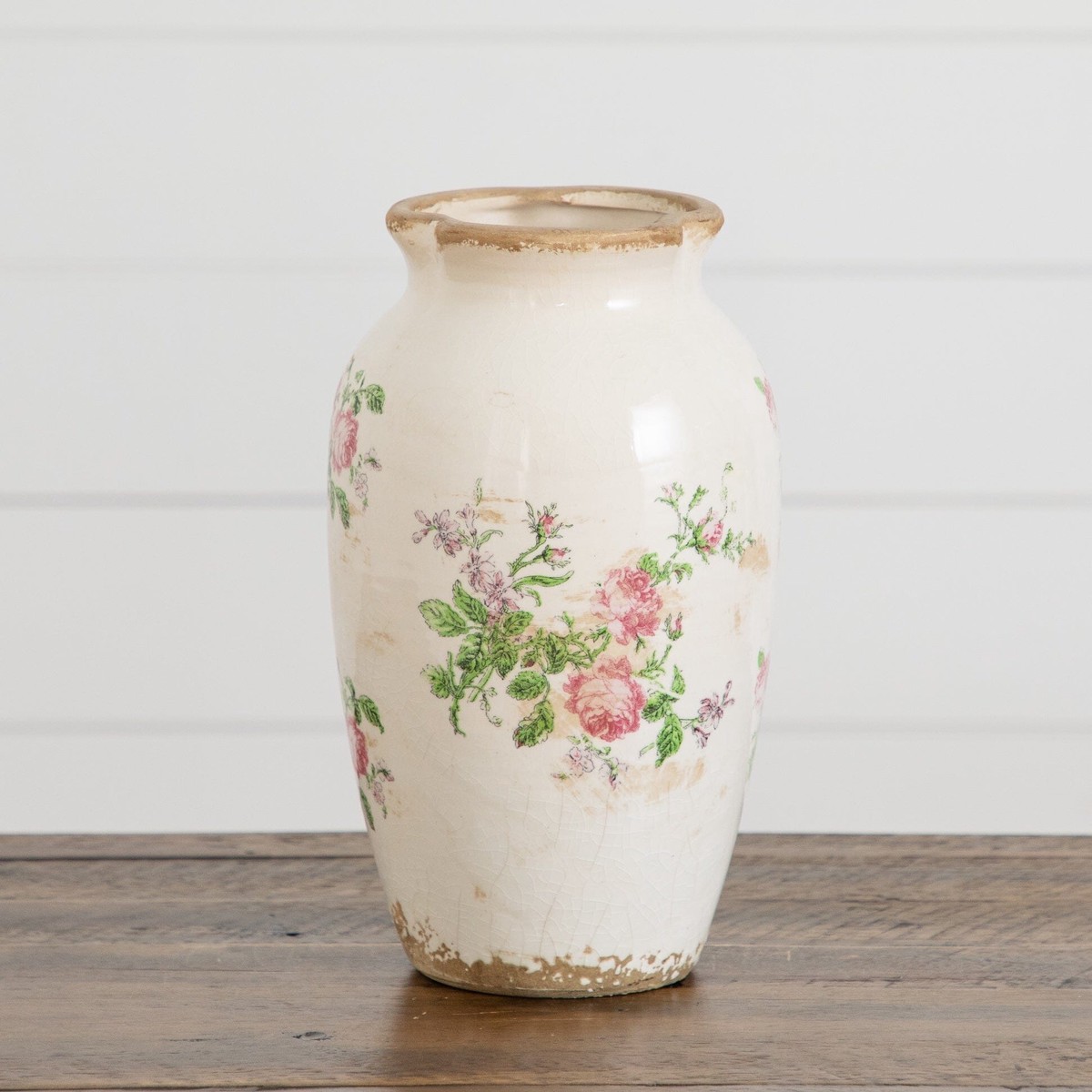 10 Floral Print Tuscan Ceramic Scroll Urn