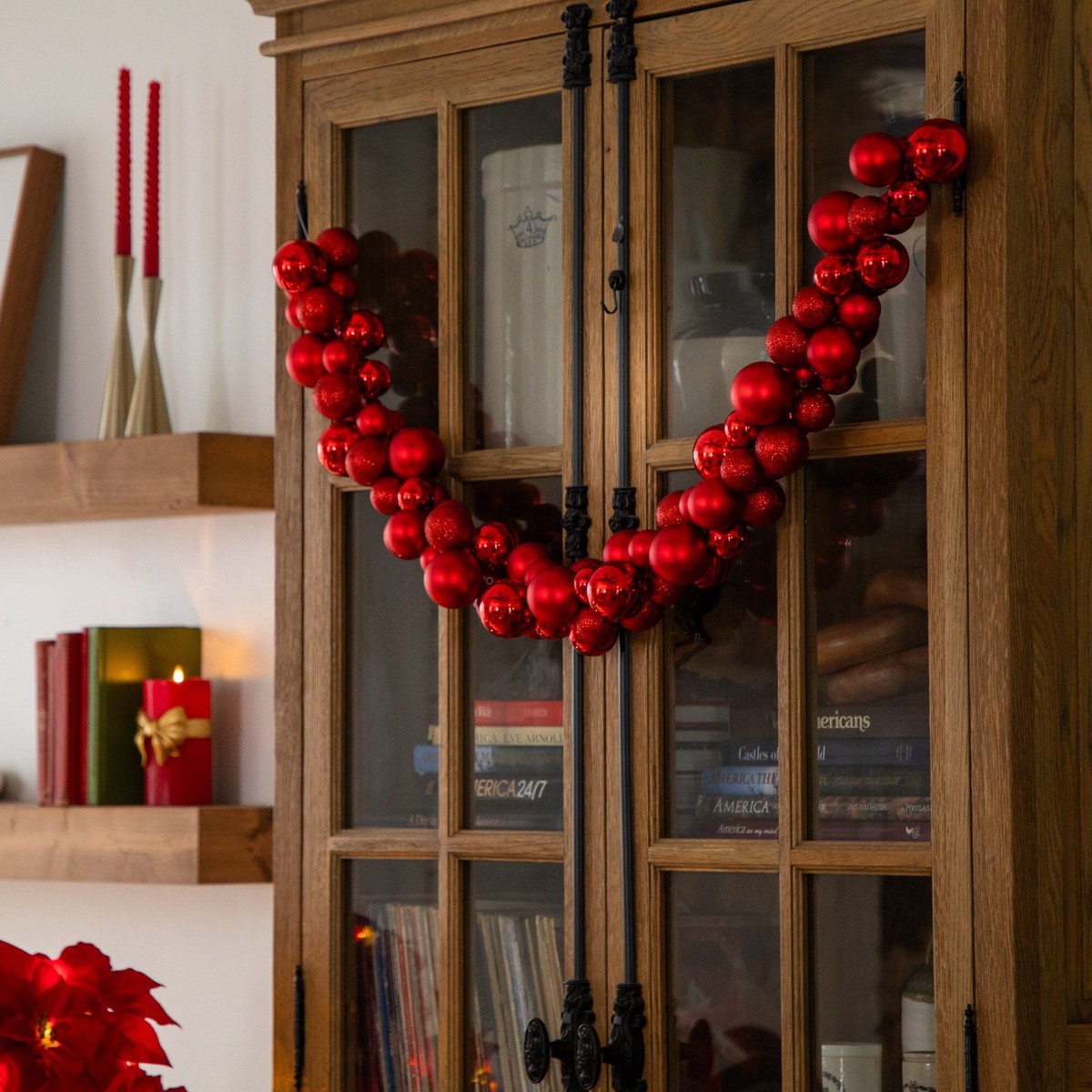 6' Christmas Garland with Red Shatterproof Ornaments