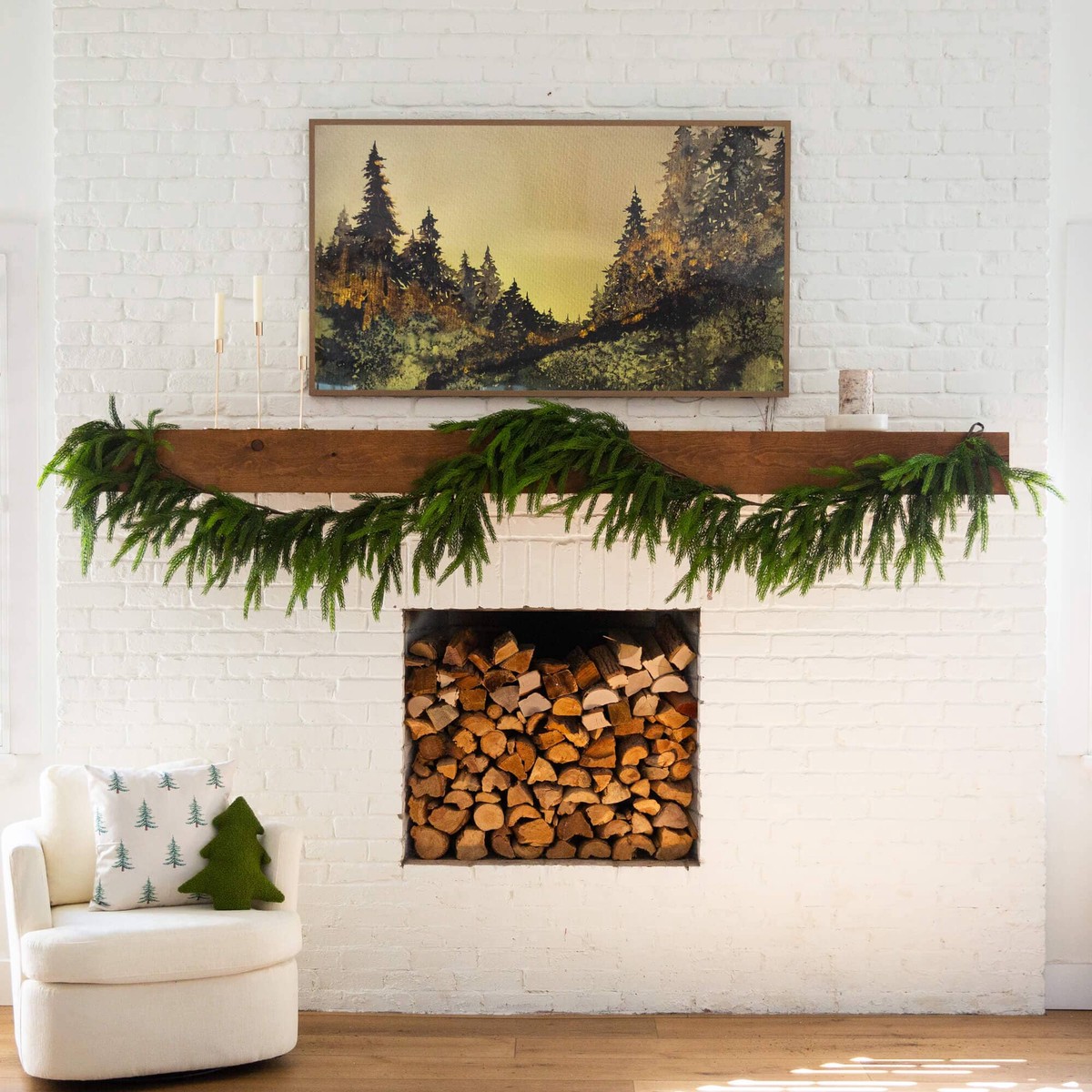 15′ Artificial Real Touch Norfolk Island Pine Garland with Natural Look