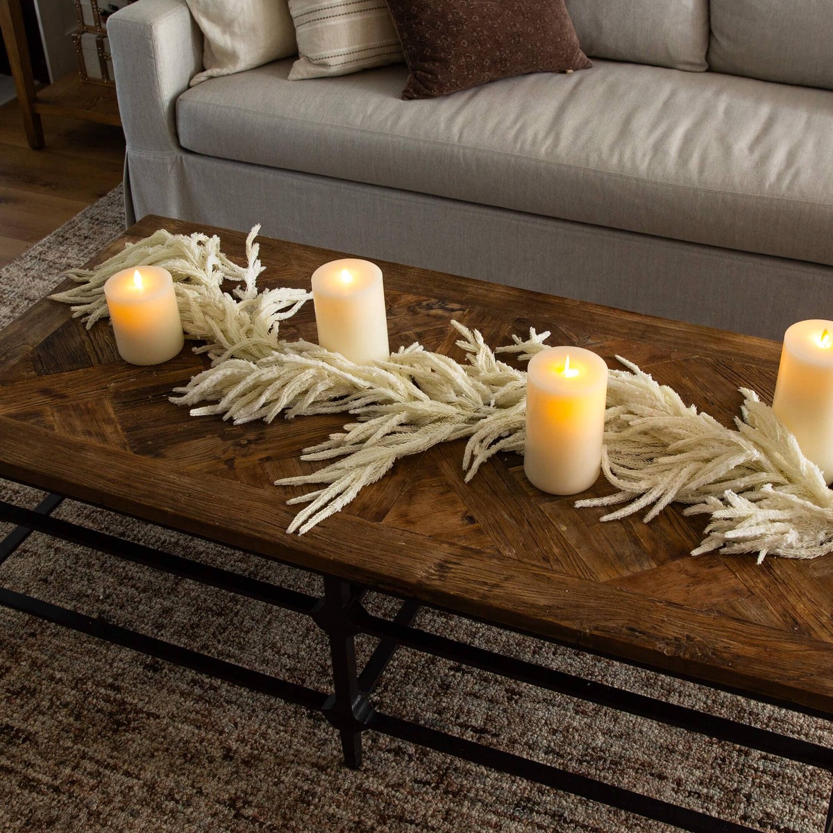 5′ Artificial Real Touch White Norfolk Island Pine Garland with Natural Look