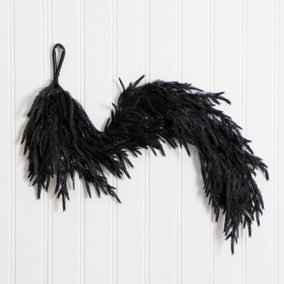 4′ Artificial Real Touch Halloween Black Norfolk Island Pine Garland with Natural Look