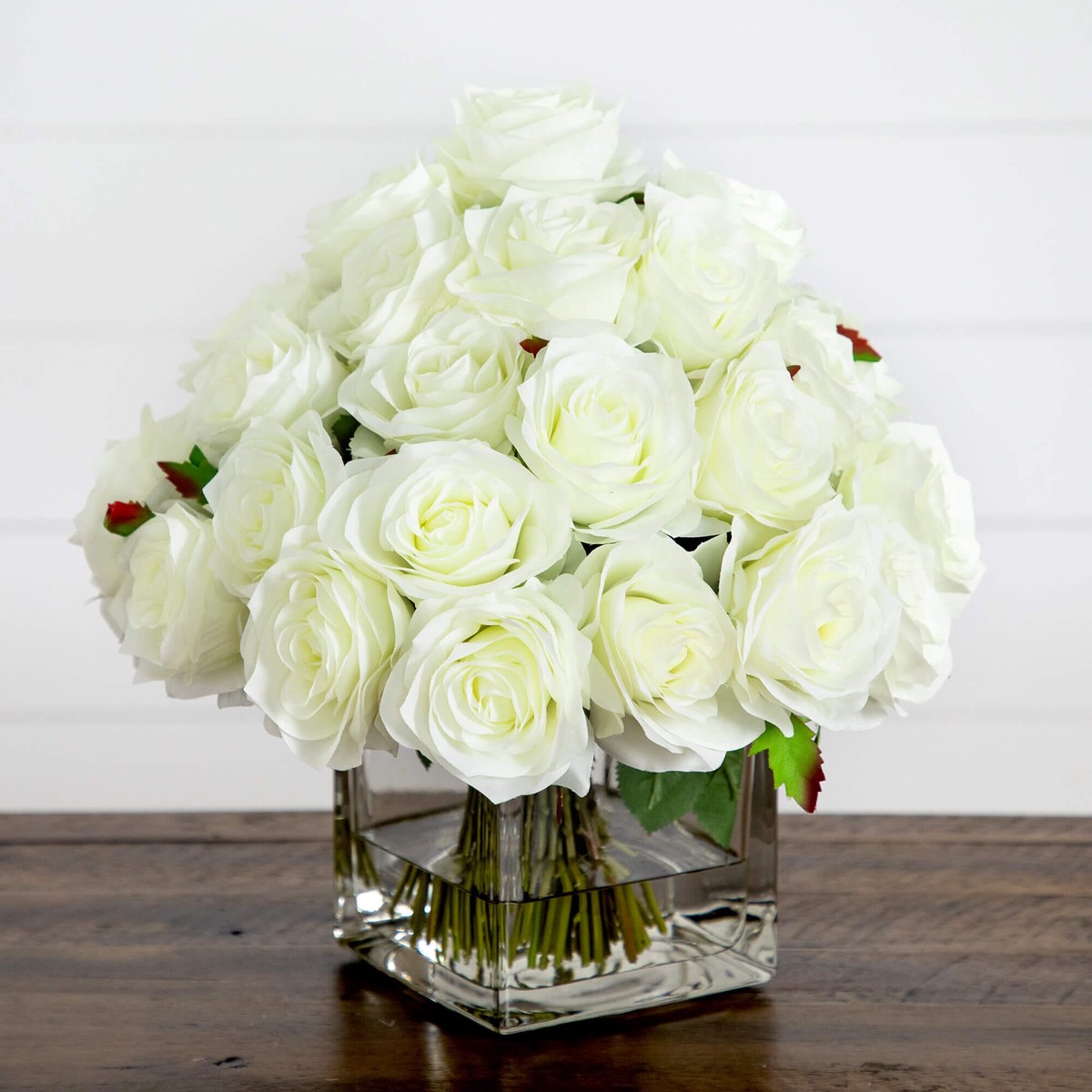 Wedding Collection 13″ Artificial Rose Arrangement in Glass Vase