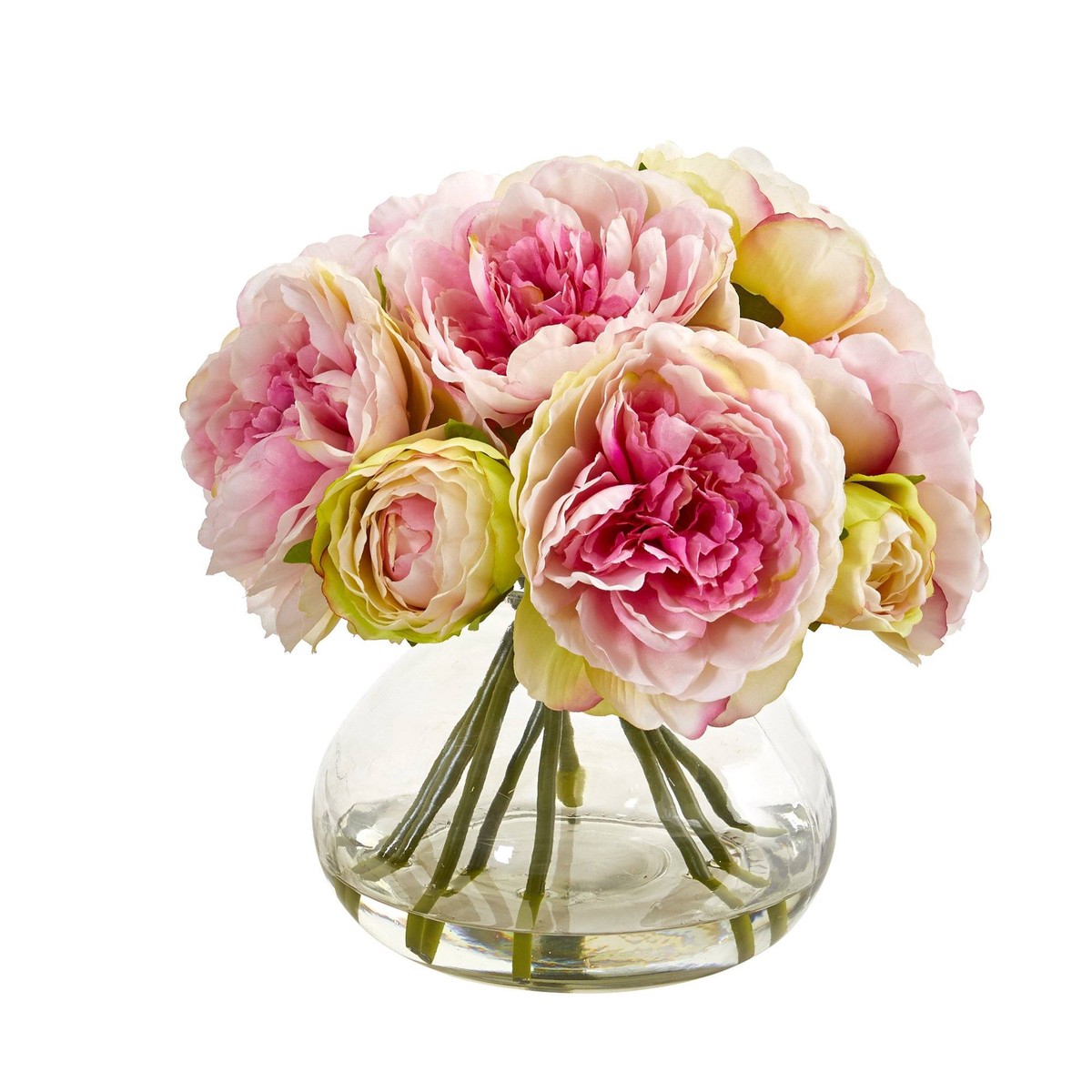 Silk Peony Artificial Arrangement in Vase - Pink