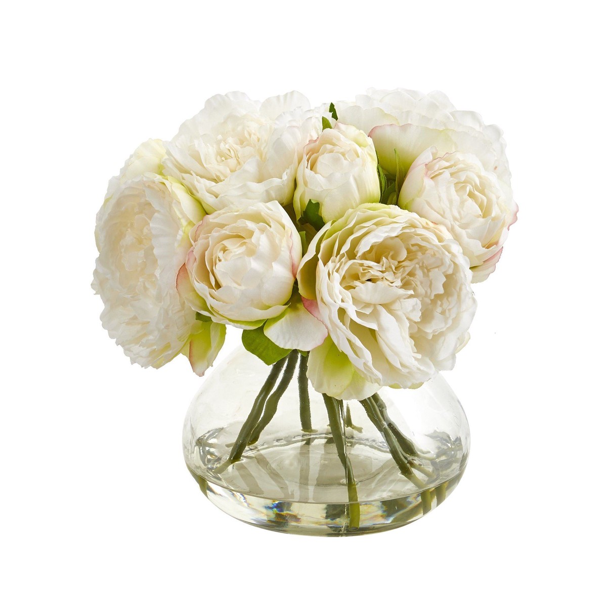 Silk Peony Artificial Arrangement in Vase - White