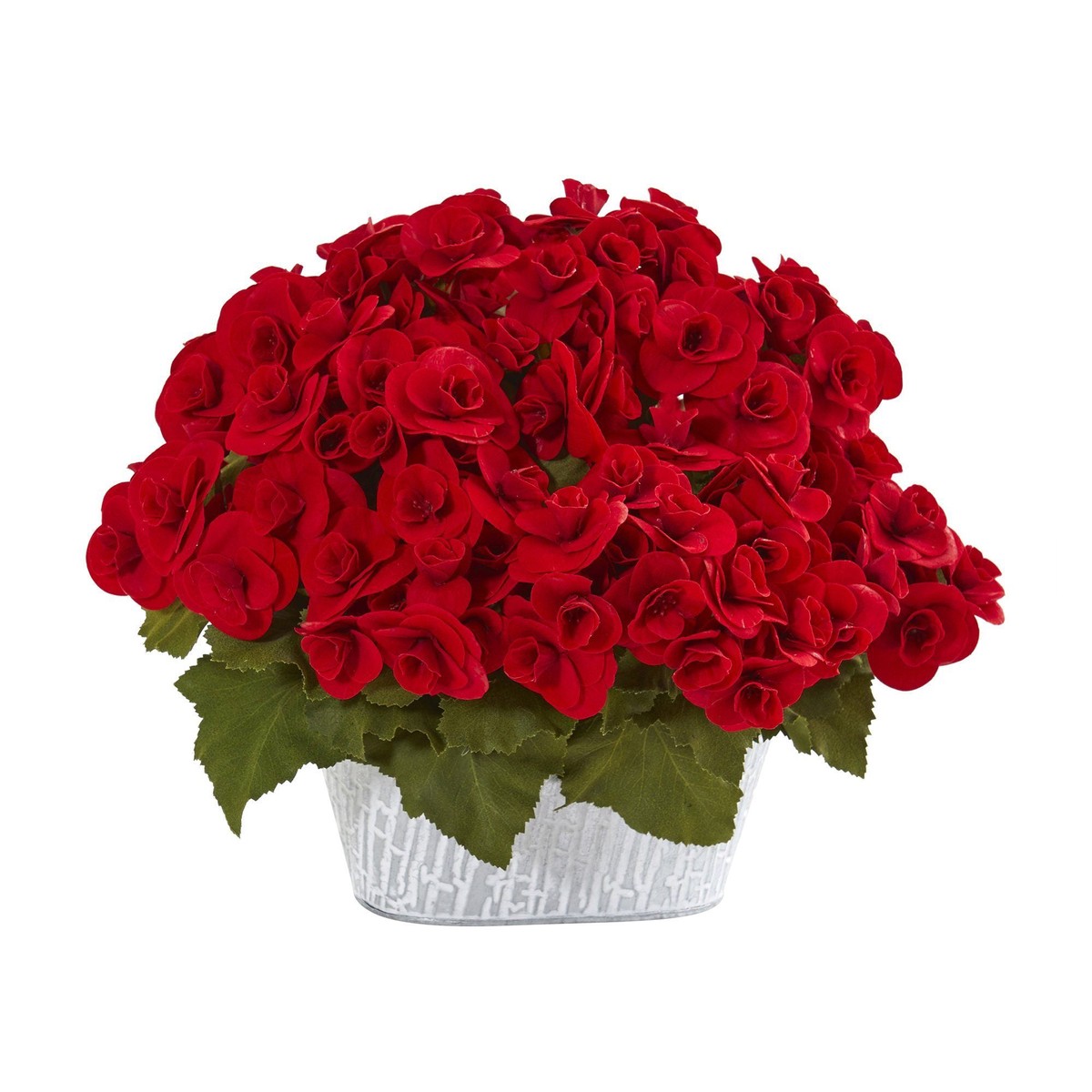 11 Begonia Artificial Arrangement in Decorative Planter – Red