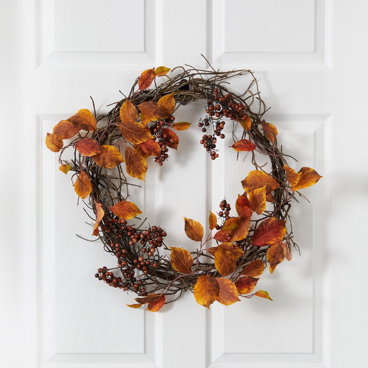 19 Harvest Leaf, Berries and Twig Artificial Wreath
