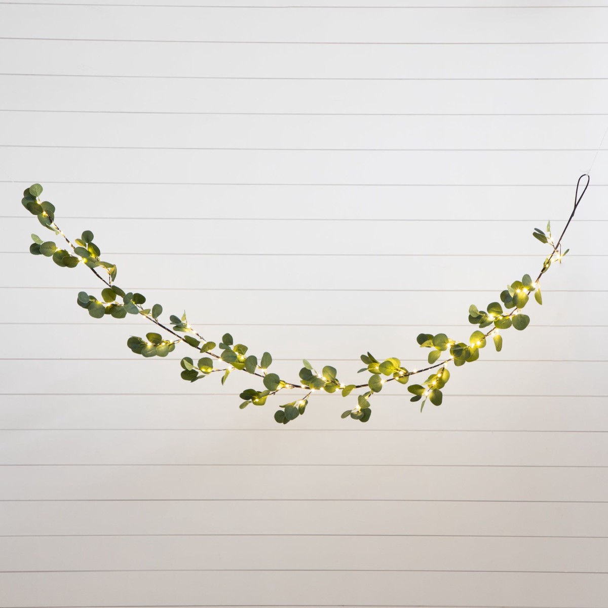 6.5 Lighted Artificial Eucalyptus Garland with 100 Warm White LED Lights