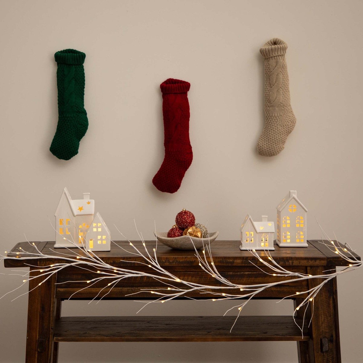 6 Pre-Lit Artificial White Birch Garland with 48 Warm White LED Lights