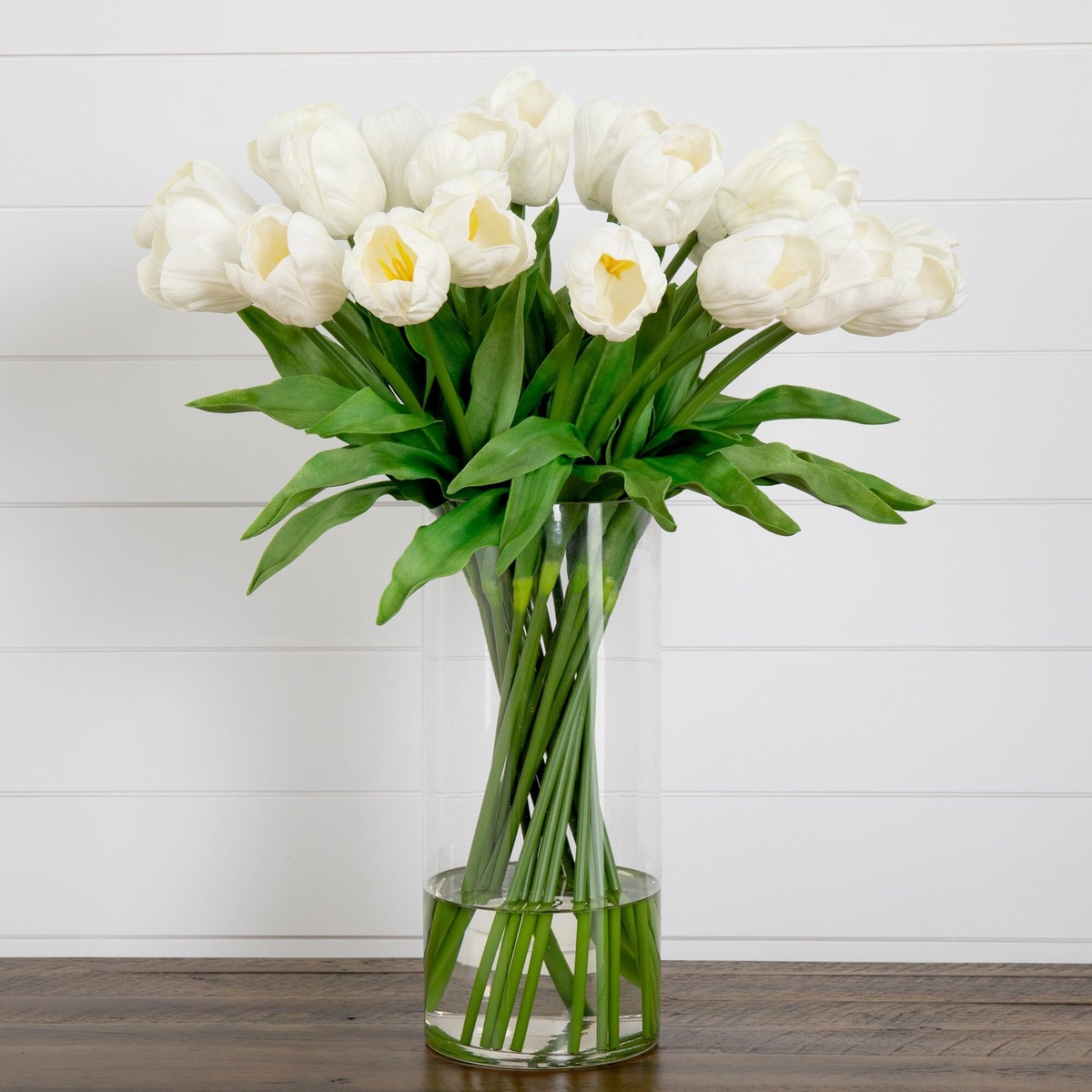Signature Collection 26 Giant Tulip Artificial Arrangement in Glass Vase