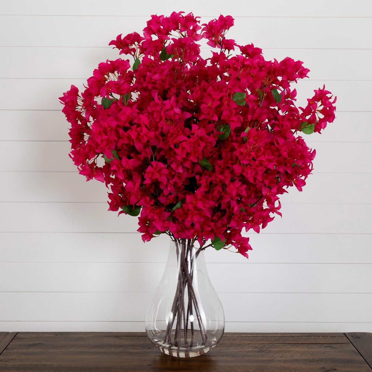 Signature Collection 41 Giant Bougainvillea Artificial Arrangement in Glass Vase – Pink