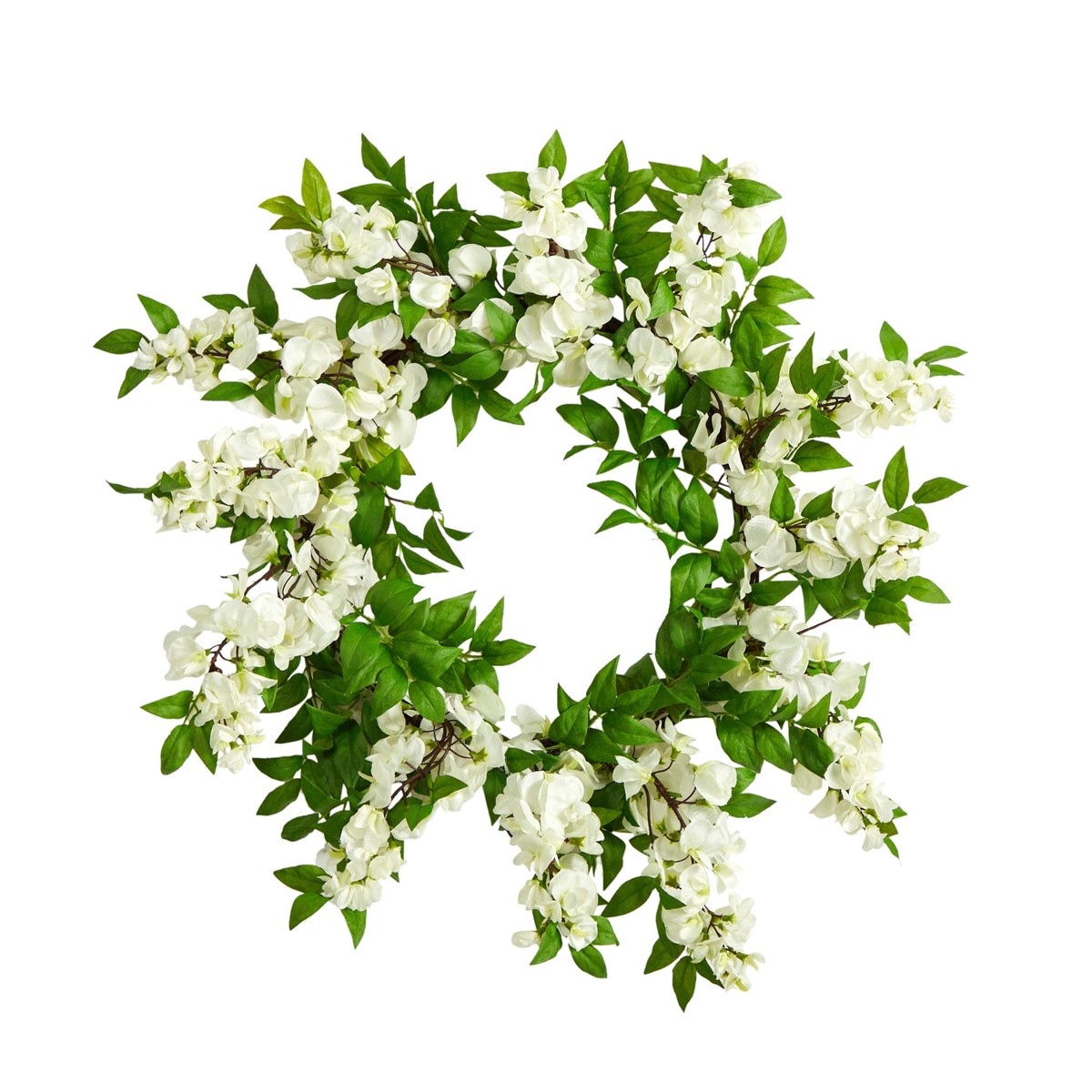 18 Wisteria Artificial Wreath – White