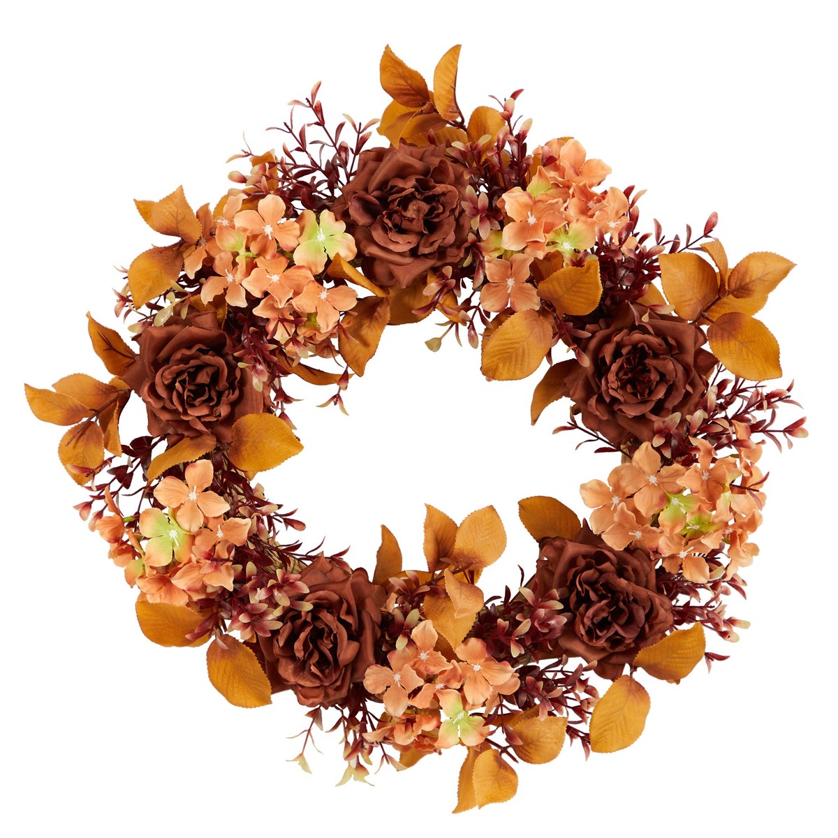 20 Autumn Rose and Hydrangea Fall Artificial Wreath