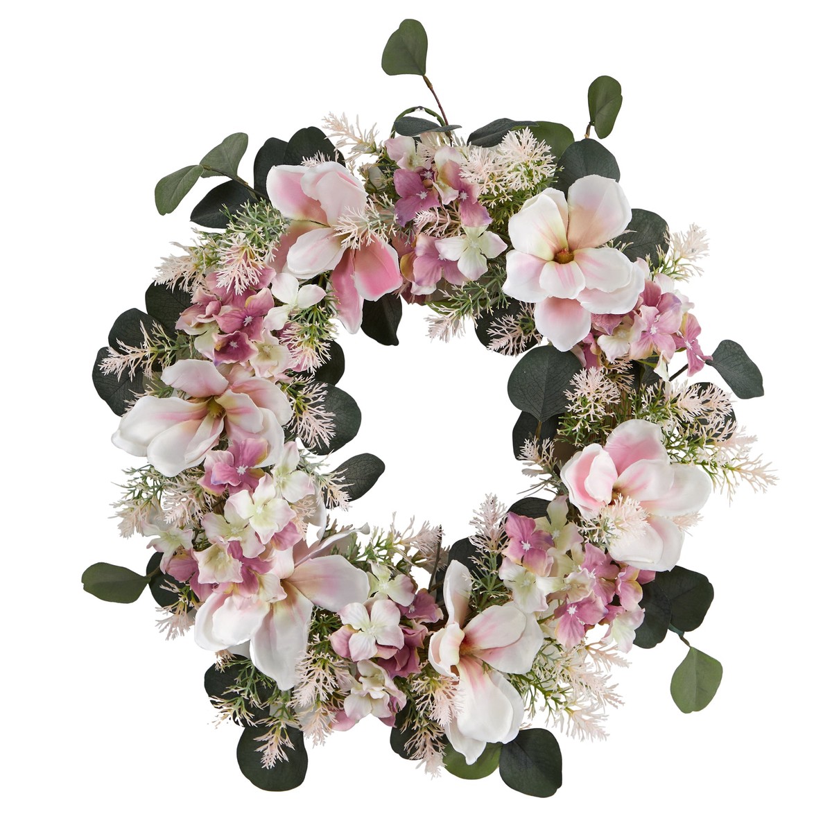 20 Hydrangea and Magnolia Artificial Wreath