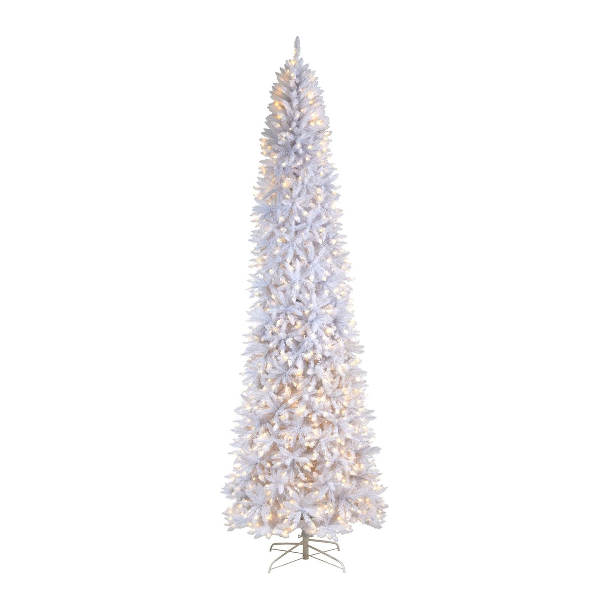 11 Slim White Artificial Christmas Tree with 950 Warm White LED Lights and 2836 Bendable Branches