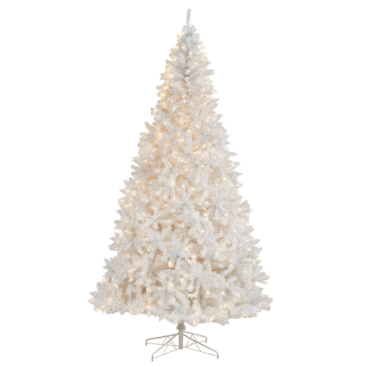 11′ White Artificial Christmas Tree with 2720 Bendable Branches and 1000 LED Lights