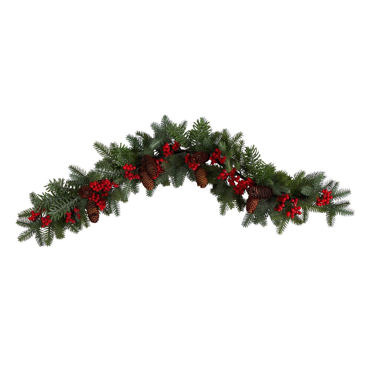 40 Pines, Red Berries and Pinecones Artificial Christmas Garland