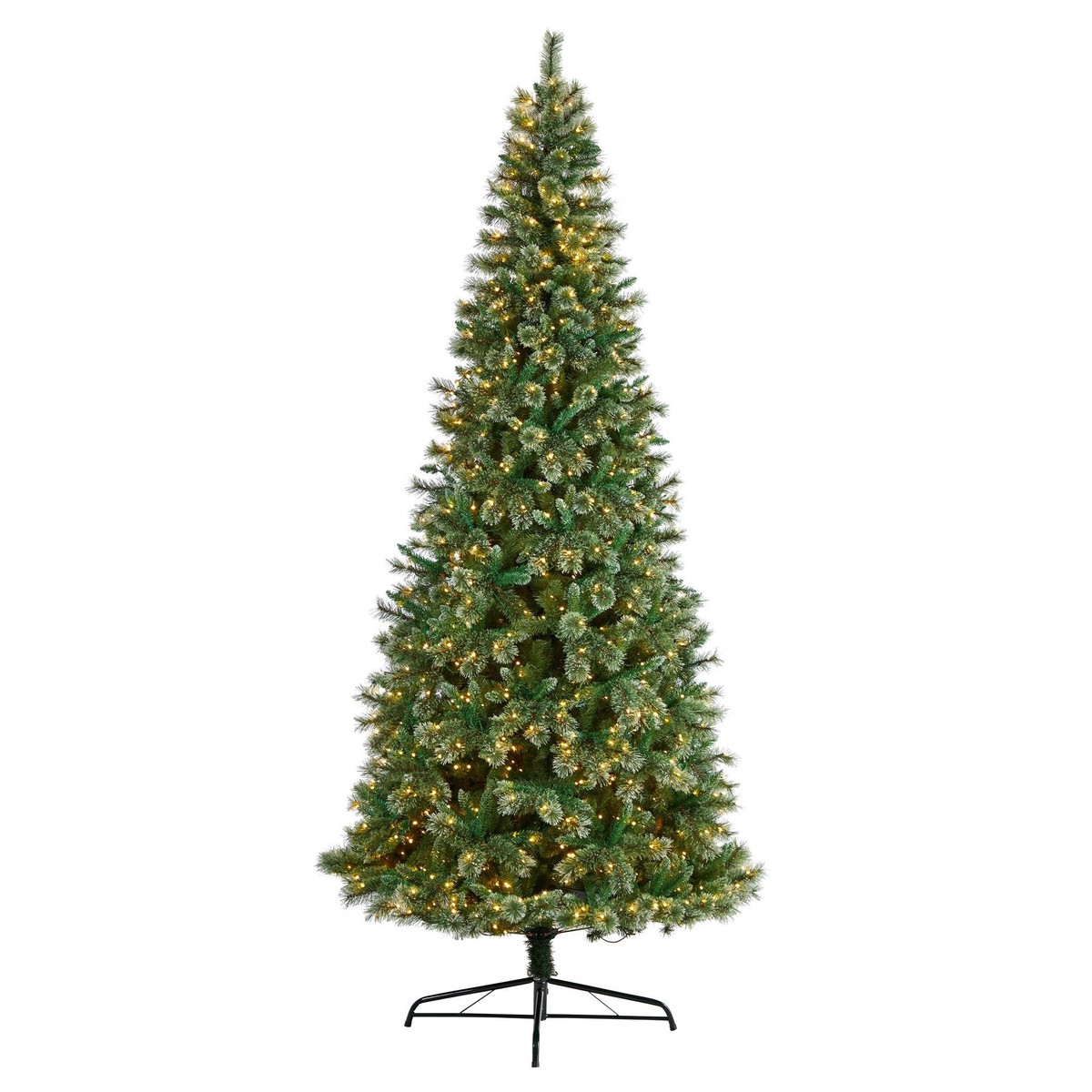 10 Wisconsin Slim Snow Tip Pine Artificial Christmas Tree with 1050 Clear LED Lights
