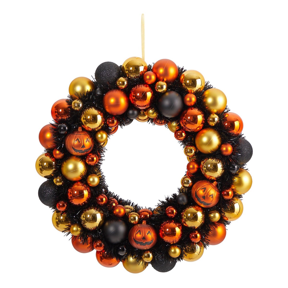 19 Halloween Shatterproof Jack O’lantern Pumpkin Ornament Wreath