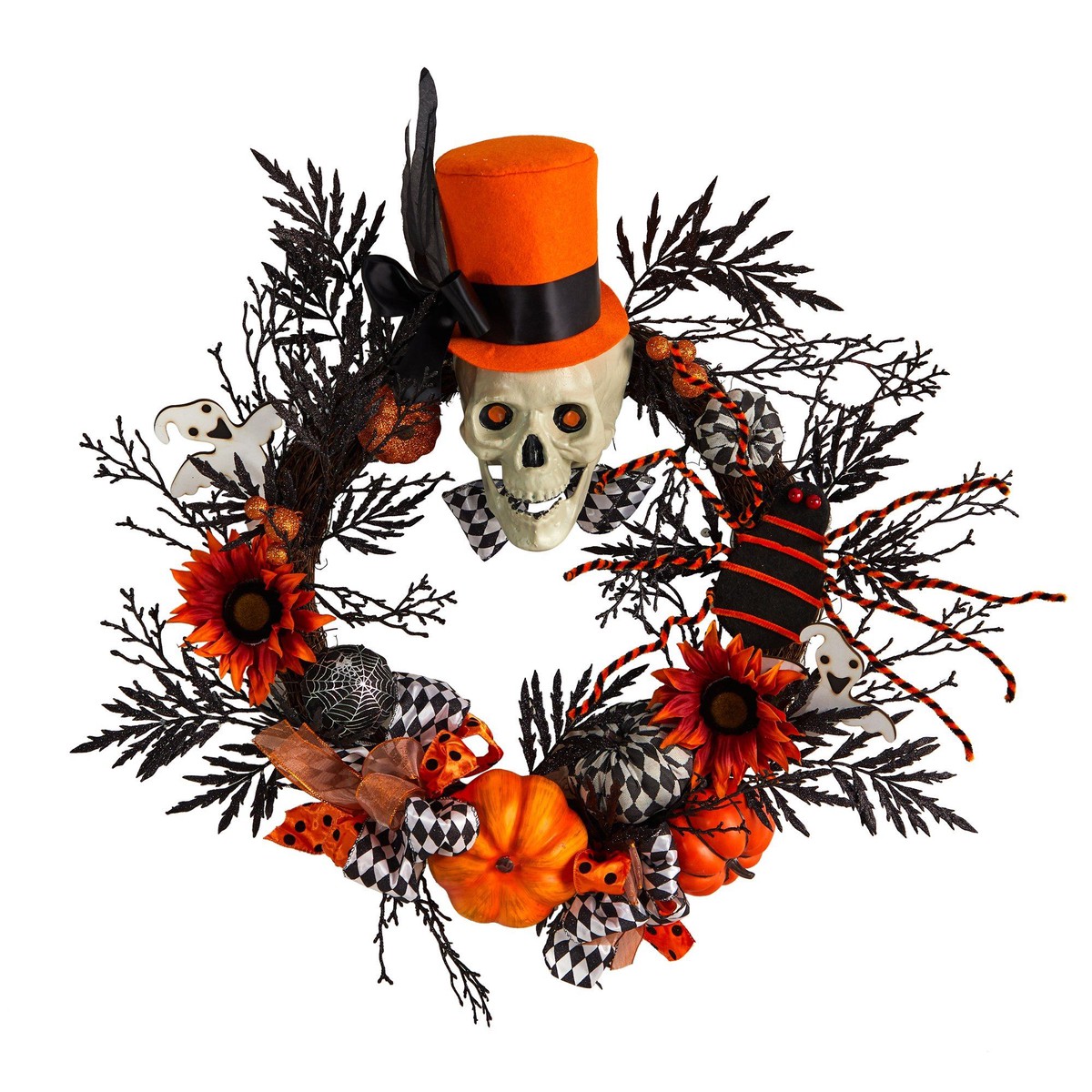 30 Spider and Skull with Top Hat Halloween Wreath